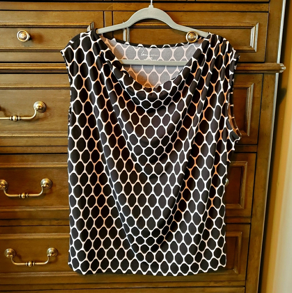 Black and white cowl neck tank